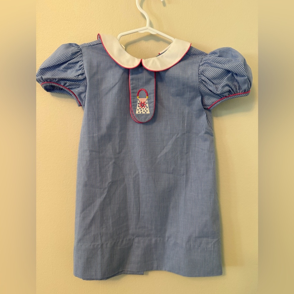 Orient Express Blue Gingham Dress with Purse Patch